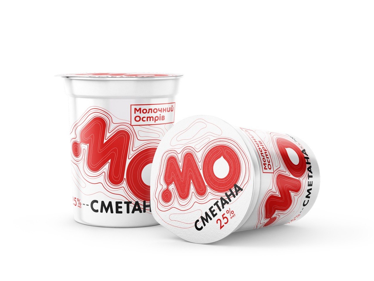 Сметана 25% жирності Молочний Острів (стакан) ДСТУ 300 гр